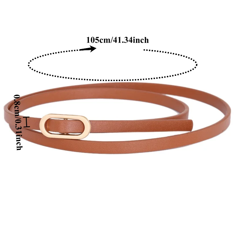 Korean-Style Simple Small Leather Belt for Women with Snap Clasp—Fashionable Thin Knot-Style Belt for Jeans and Coats
