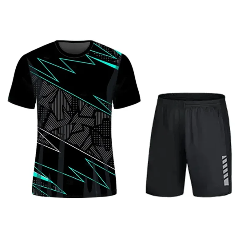 Ensemble sweat-shirt et short de sport pour hommes, t-shirt de badminton, chemise et pantalon de course, vêtements de tennis, été, nouveau, 2024