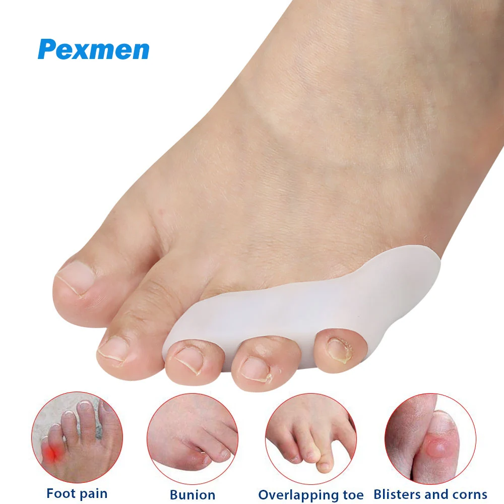 

Pexmen 2Pcs Soft Gel Pinky Toe Separator and Protectors Little Toe Spacers for Small Toes Provide Separate and Protect