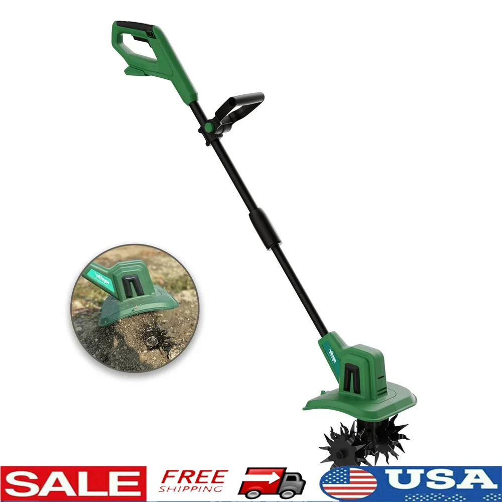 Cordless Tiller Cultivator Electric Garden Tool Battery Powered 270 RPM 300W 48 Steel Tines Soil Preparation Weeding Home