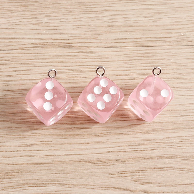 10 Stück 14x14mm Niedliche Würfel-Anhänger in Bonbonfarben für Schmuckherstellung, Ohrhänger, Halsketten, Ohrringe, DIY-Bastelzubehör – Detail 4