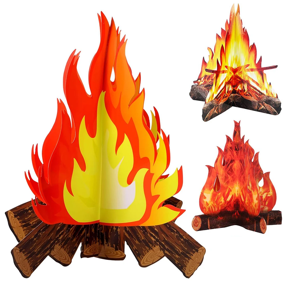 

1set Fake Fire Fake Flame 3D Cardboard Campfire Centerpiece Decorative Artificial Flame Props Campfire Party Decoration Supplies