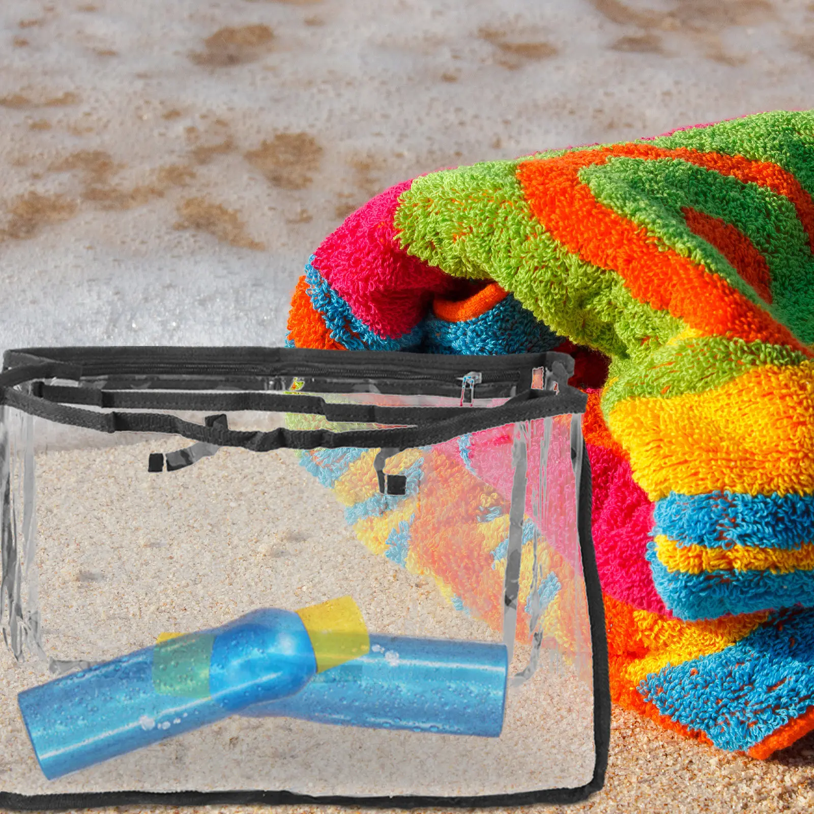 

Clear Beach Bag Large Capacity Waterproof Transparent Storage Pouch for Beach Travel Outdoor Activities Swimming Gear Organizer