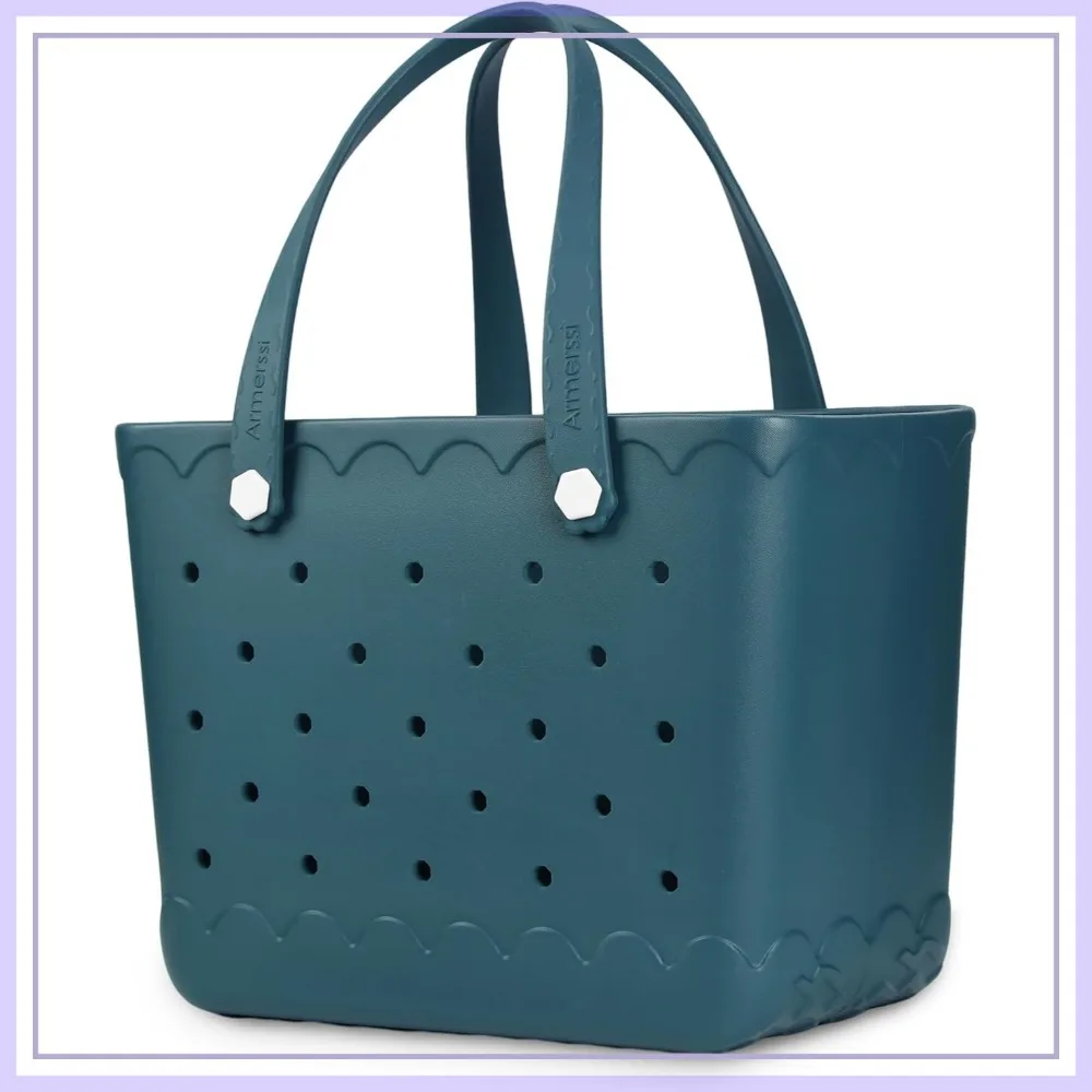 Large Rubber Tote Beach Bag for Women Waterproof Washable Durable Tote Bags