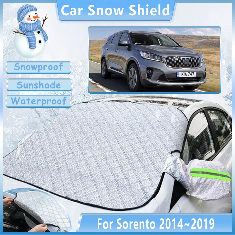 

Автомобильный снежный чехол для Kia Sorento Sport SWB UM 2014 ~ 2019 зимние уличные передние лобовое стекло, антифризные солнцезащитные козырьки, аксессуары