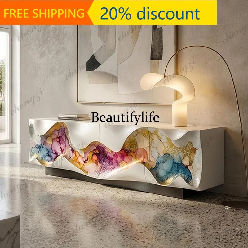 CC Italian light luxury painted TV cabinet high-end living room storage decorative cabinet storage side cabinet