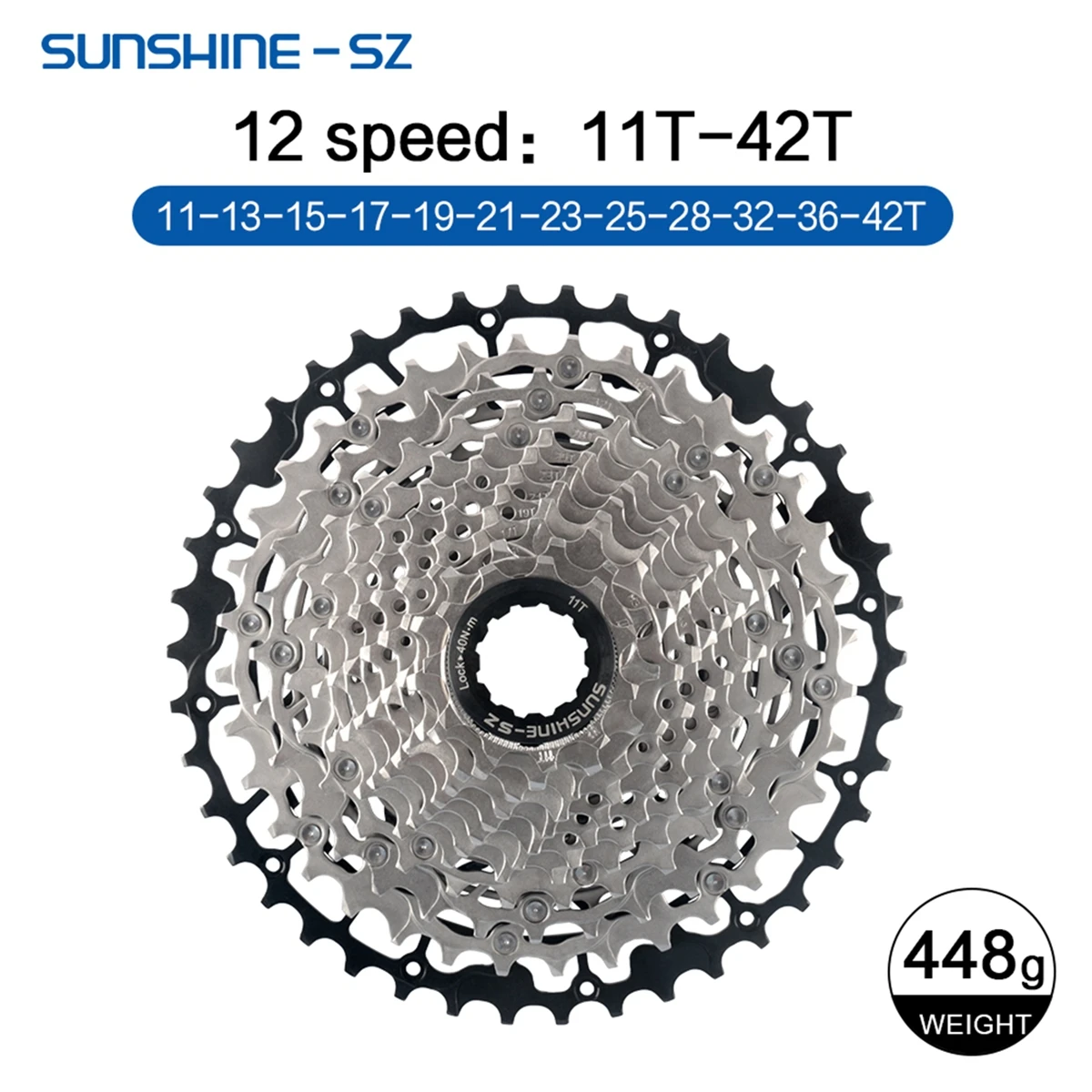 Sunshine Mountainbike 12S Kassette MTB 40T 42T 45T 46T 48T 50T 52T 12V K7 Off Road Fahrrad Kettenrad 12 Geschwindigkeit für Shimano M6100 – Detail 16