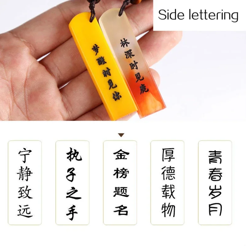 Sello personalizado de cuerno de buey, pintura de caligrafía china con nombre, sello Personal portátil, sellos transparentes de madera de resina exquisita