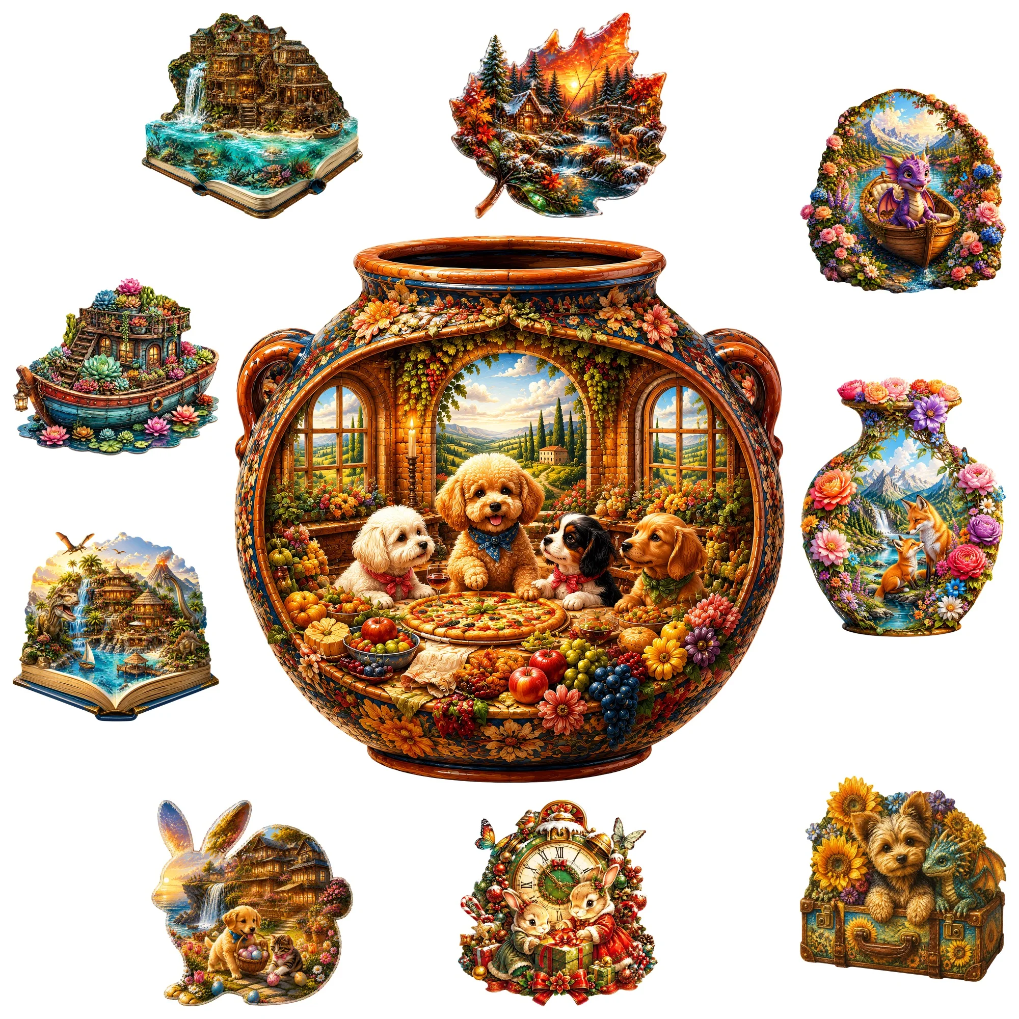 Puppies Flat Wooden Puzzle Puzzle Game Toy Animal Jigsaw Puzzle Gift for Special OccasionsGift for Kids Teens