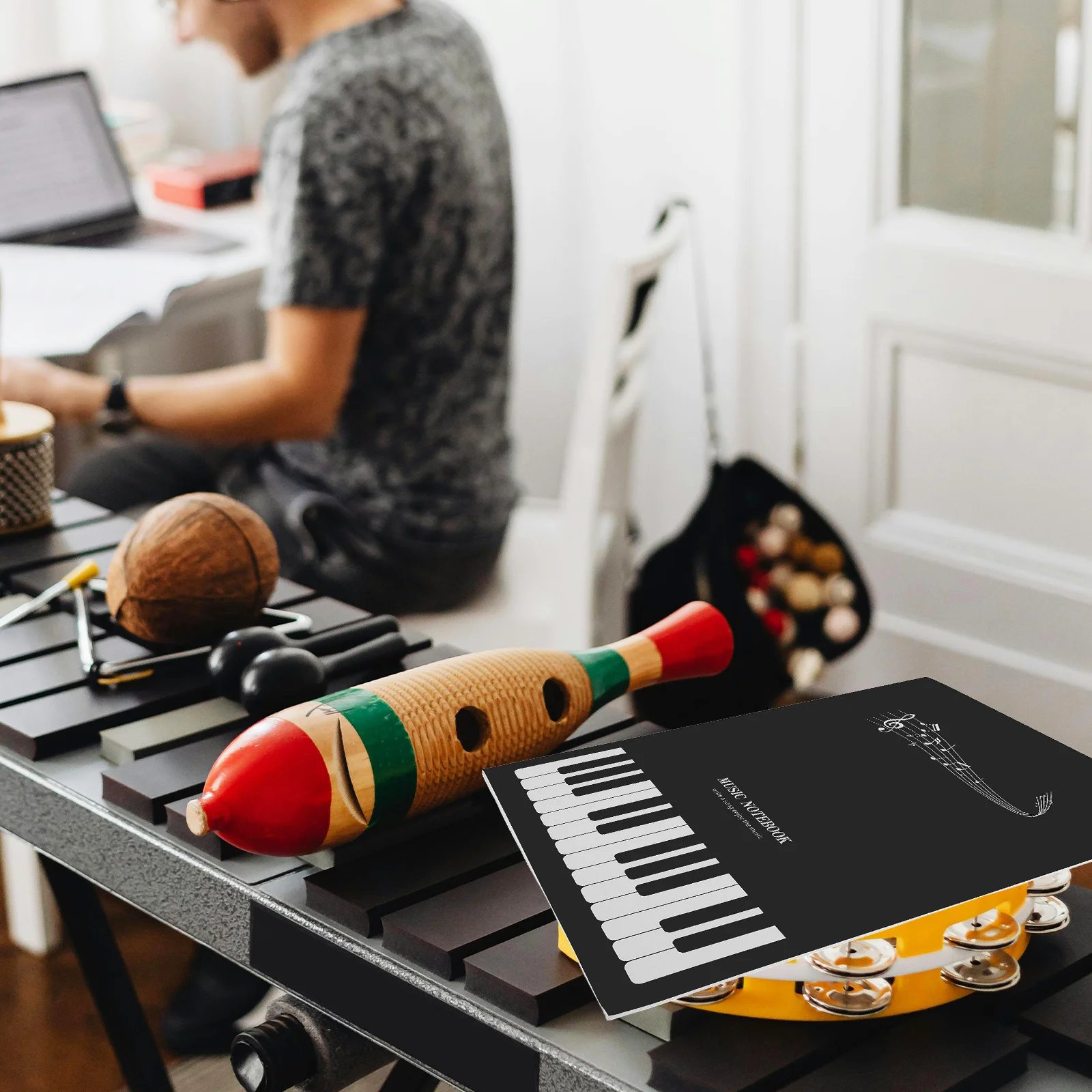 

Music Manuscript Notebook A4 Five-Line Paper For Piano Sheet Music Composition Songwriting Practice Journal Portable Staff