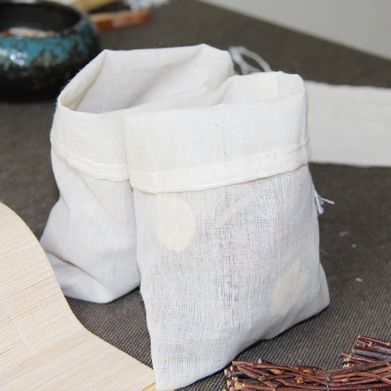 50pcs Filter Bags Big Size Cotton Gauze Empty Pocket Drawstring Bag Reusable Spice Sachets Household Kitchen Accessories Gadgets