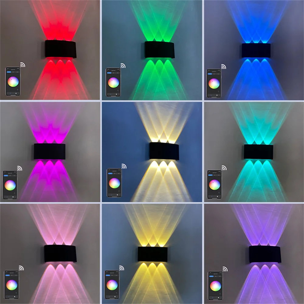 6/8 Head Arc LED Atmosphere Wall Light Tuya App Dimmable Bedside Lamp Gate Garden Corridor Lamp Support APP RGB Decor Lighting