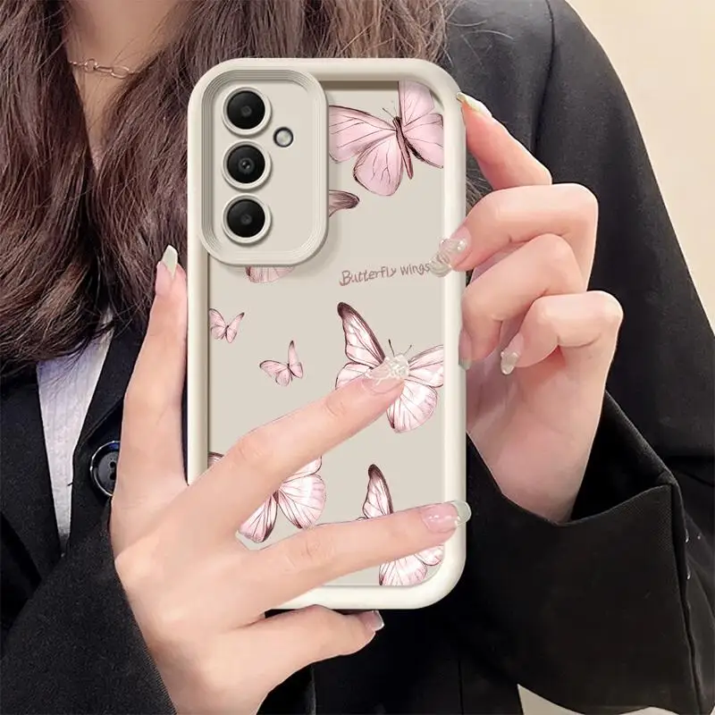 電話ケース三星銀河 A55 A52 A33 ケース A24 A15 A12 A23 A22 5 グラム A54 A52s A53 A14 funda カバーブルーハローフラワーバタフライ