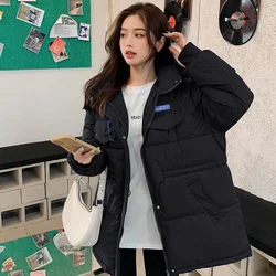 Quilted Padded Female Coats Pink Women's Jackets Long Padding Black Overcoat Thick Duck Down Hoodie Warm Clothes Elegant Cute