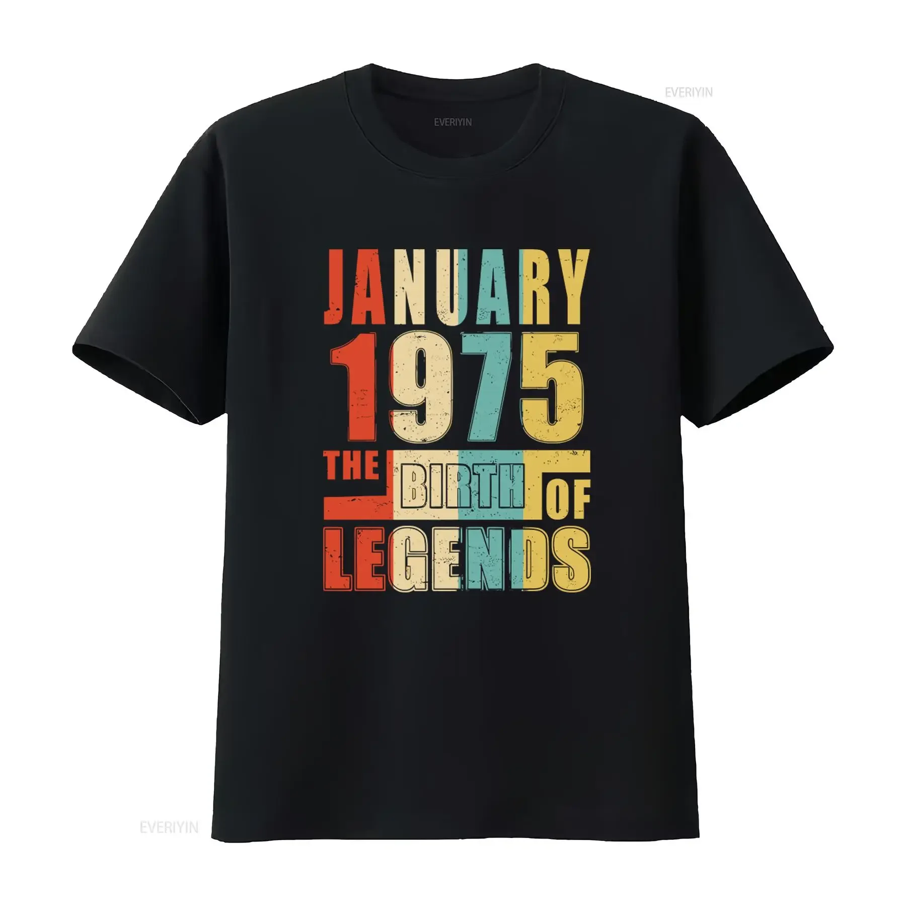 January 1975 The Birth Of Legends Retro Style Vintage T Shirt vintage Washed Comfortable Soft homme Breathable fashion Unisex