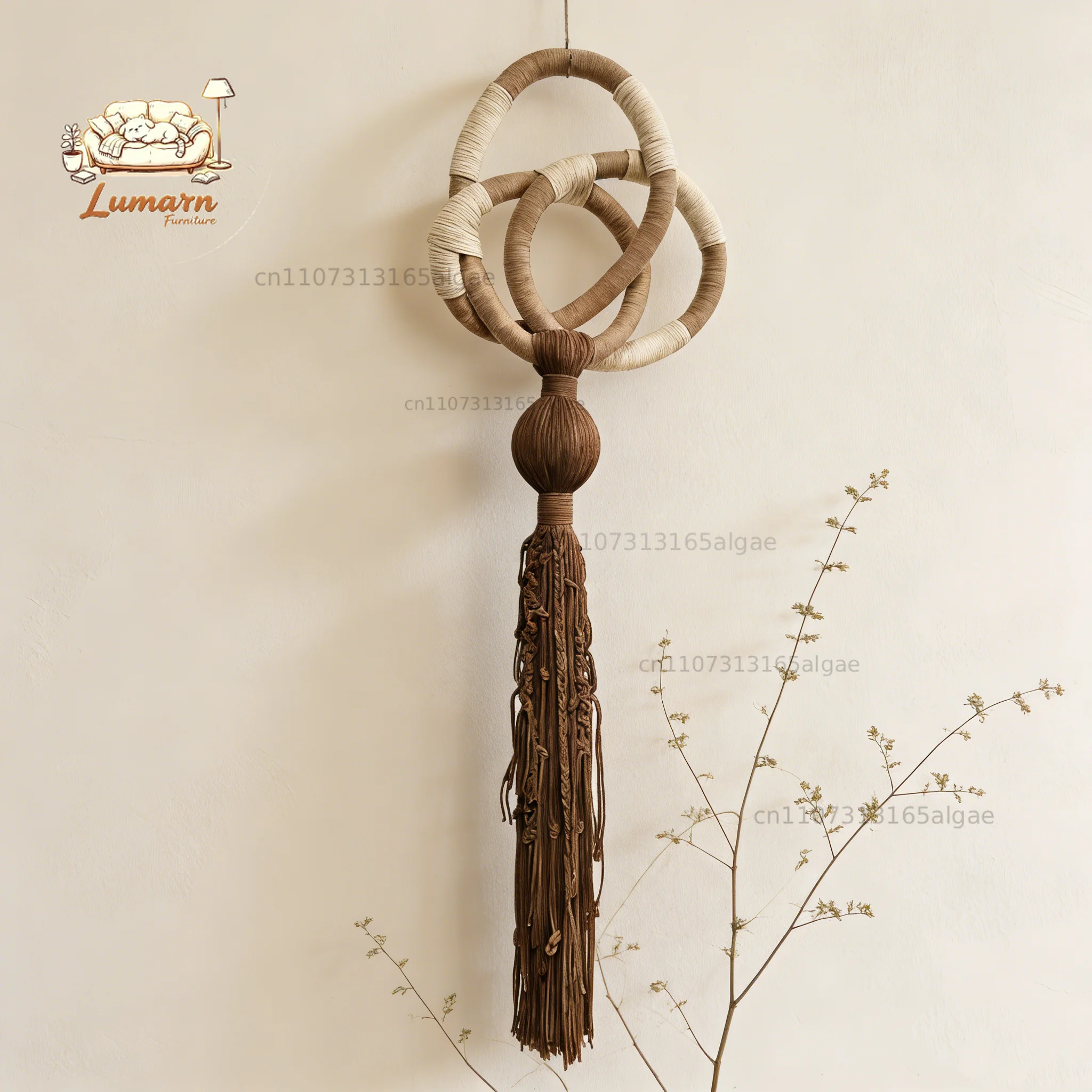 Handmade Woven Ring Tassel Wall Decor Wabi Sabi Living Room Wall Decoration Soft Furnishing Hanging Knot Tapestry