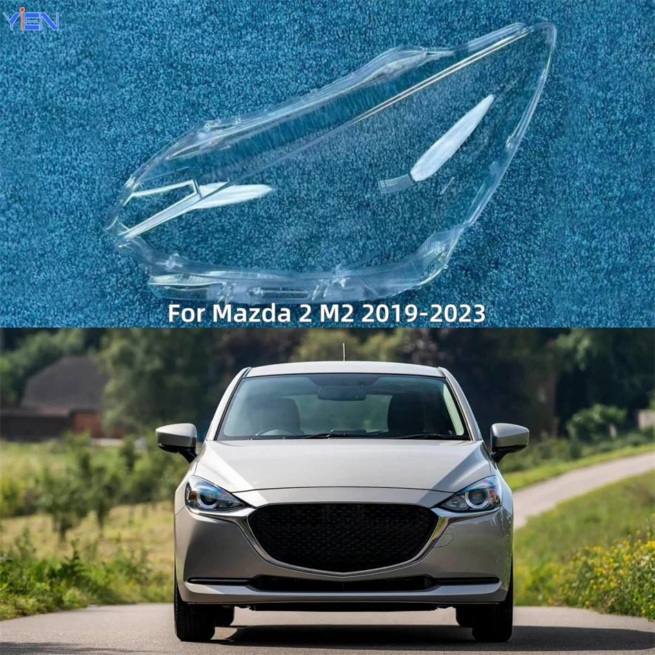 For Mazda 2 M2 2019 2020 2021 2022 2023 Vehicle Accessories Lampshade Caps Headlamp Car Front Headlight Lens Cover Lights Shell