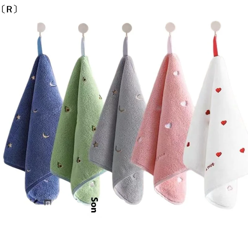 

〔R〕30x30cm Cartoon Small Embroidery Pure Cotton Household Soft Non-linting Bathroom Adult Face Hand Towel