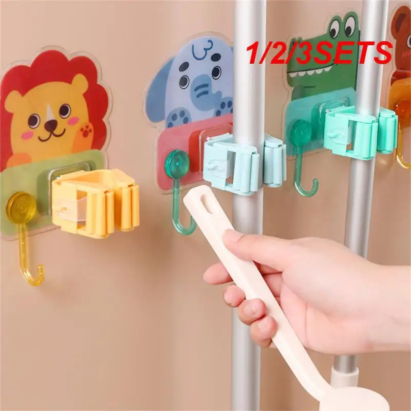 1/2/3SETS Storage Rack Multifunction Hook Up Adsorption Firmly Bonded Moisture-proof Mop Clip Strong Cute