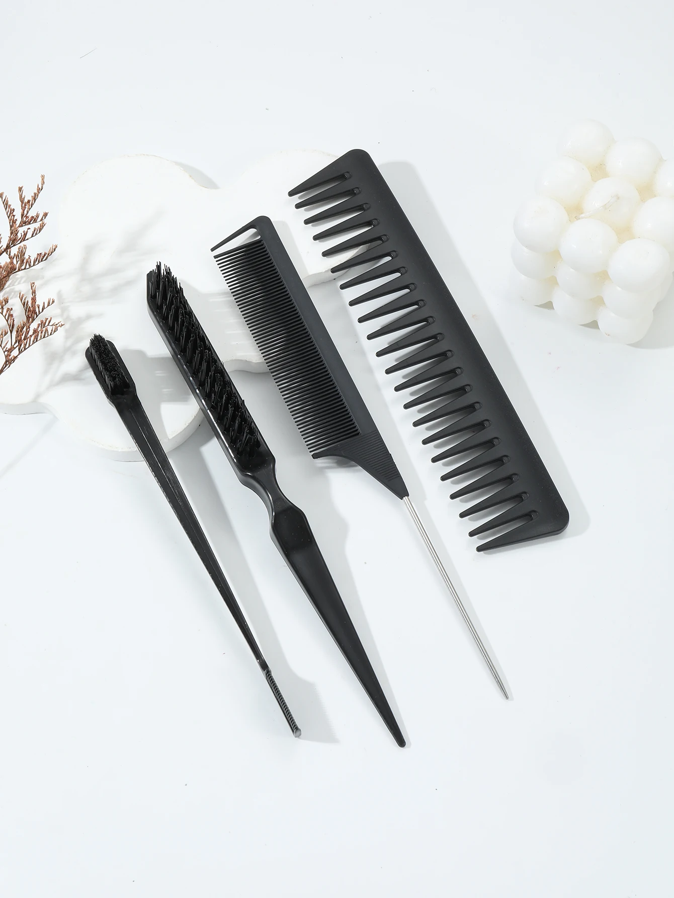 

4pcs/set anti-static hair styling comb pointed tail combs double-sided edge control hair cutting tool Special for real hair wigs