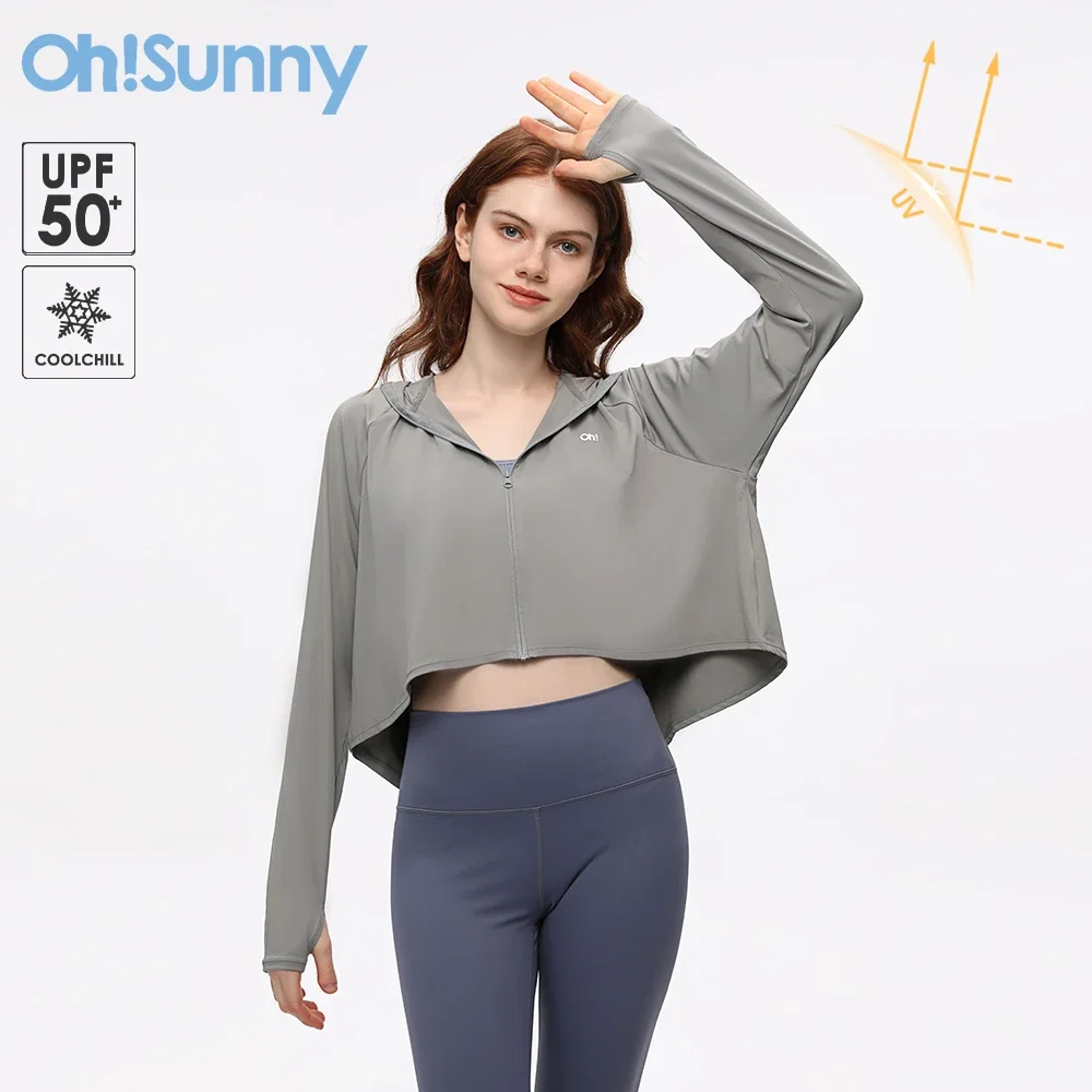 OhSunny Skin Protective Jackets Summer Cool Feeling Sun Protection Short Coats Hooded UPF 1000+ Anti-UV Clothing for OUtdoors