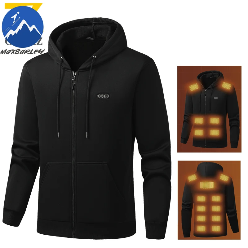 

Мужская куртка с электрическим подогревом через USB, 17 зон обогрева, умные пальто с подогревом, ветрозащитные, моющиеся, с зарядкой через USB, зимние толстовки с капюшоном, пальто