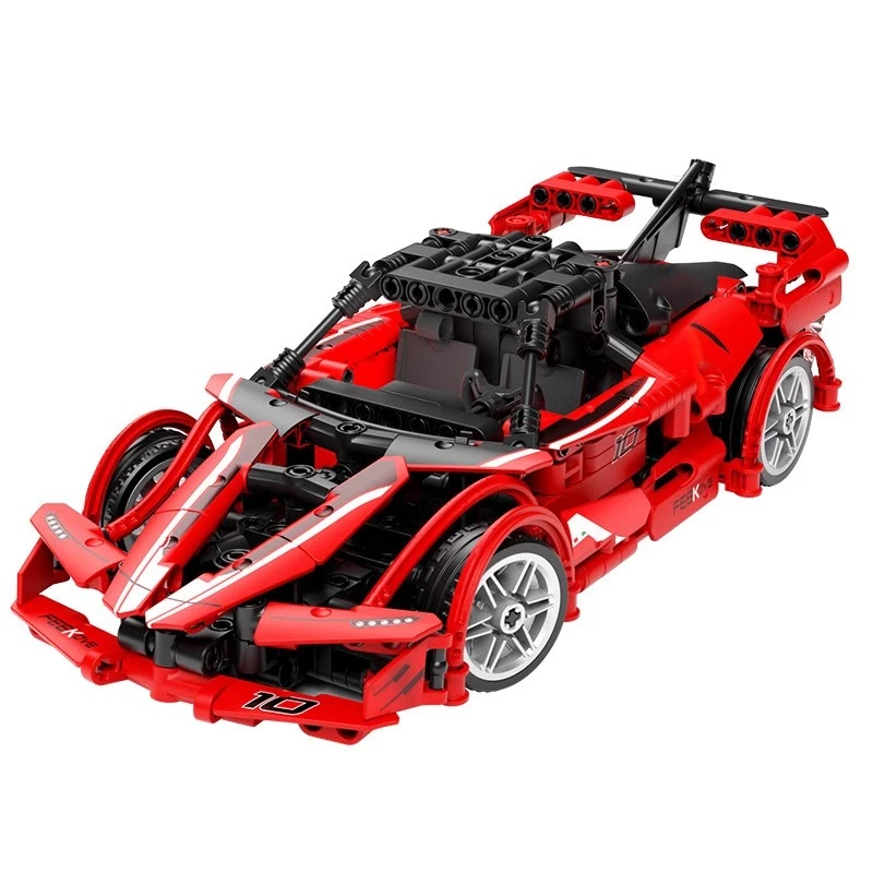 SEMBO-bloques de construcción de coche deportivo para niños, modelo de ensamblaje de carreras Rojas, adornos Kawaii, juguetes educativos, regalo de cumpleaños genial