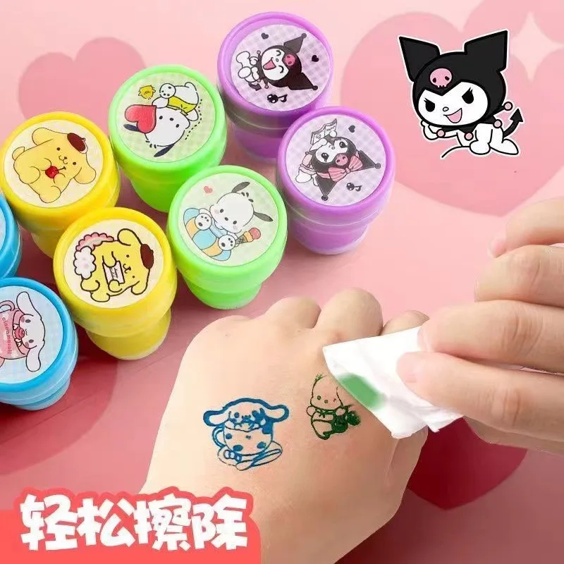 10pcs/Set Sanrio Seal Anime Cartoon Hello Kitty My Melody Kuromi Cinnamoroll Pochacco Children DIY Painting Album Decoration Toy