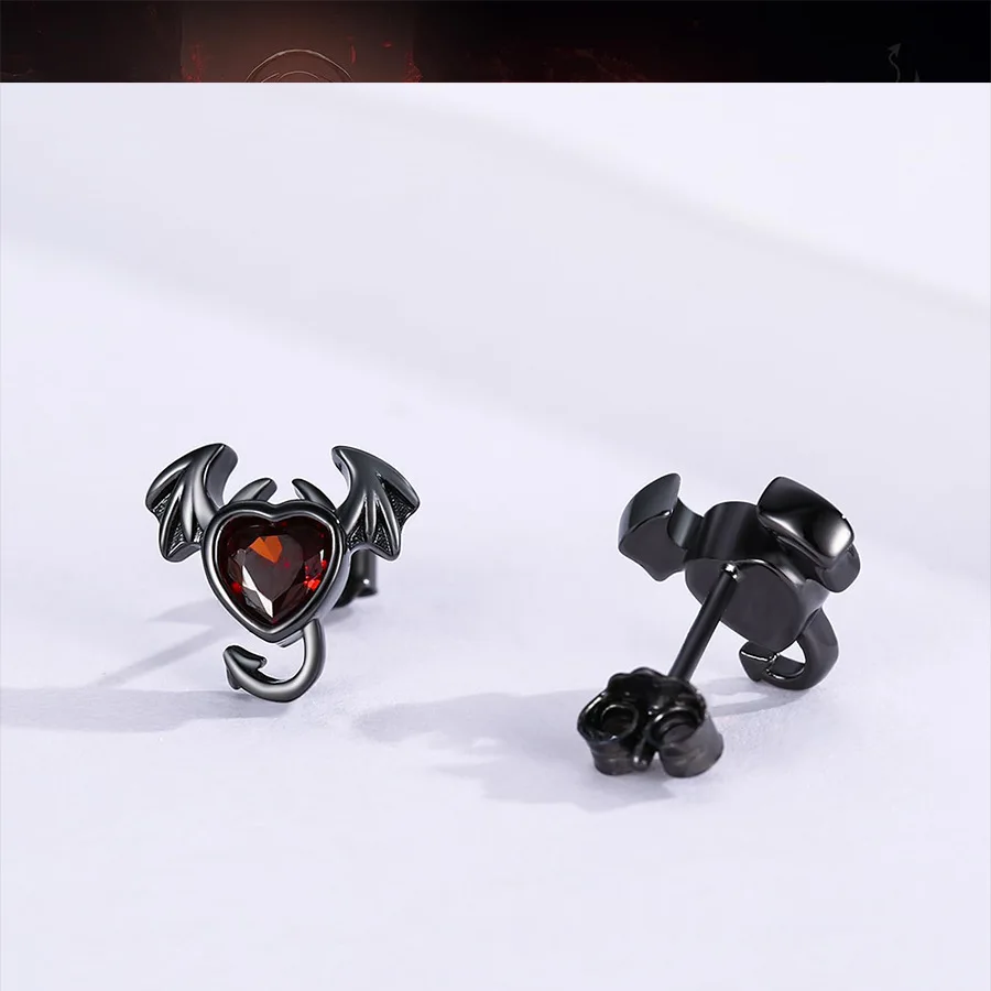 

2025 personality exaggeration little devil red love stud earrings, halloween accessories earrings lady