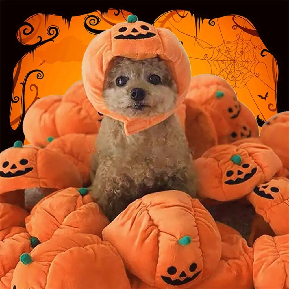

Gift Dress Up Pet Halloween Hat Cosplay Costume Headdress Pumpkin Dogs Hat Soft Cozy Cat Headgear Costume
