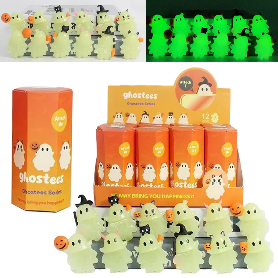 

Ghostees Mystery Phone Buddy Blind Box Halloween Ghost Decor Cute Surprise Collectible for Party Desk Decor Gifts Blind Box
