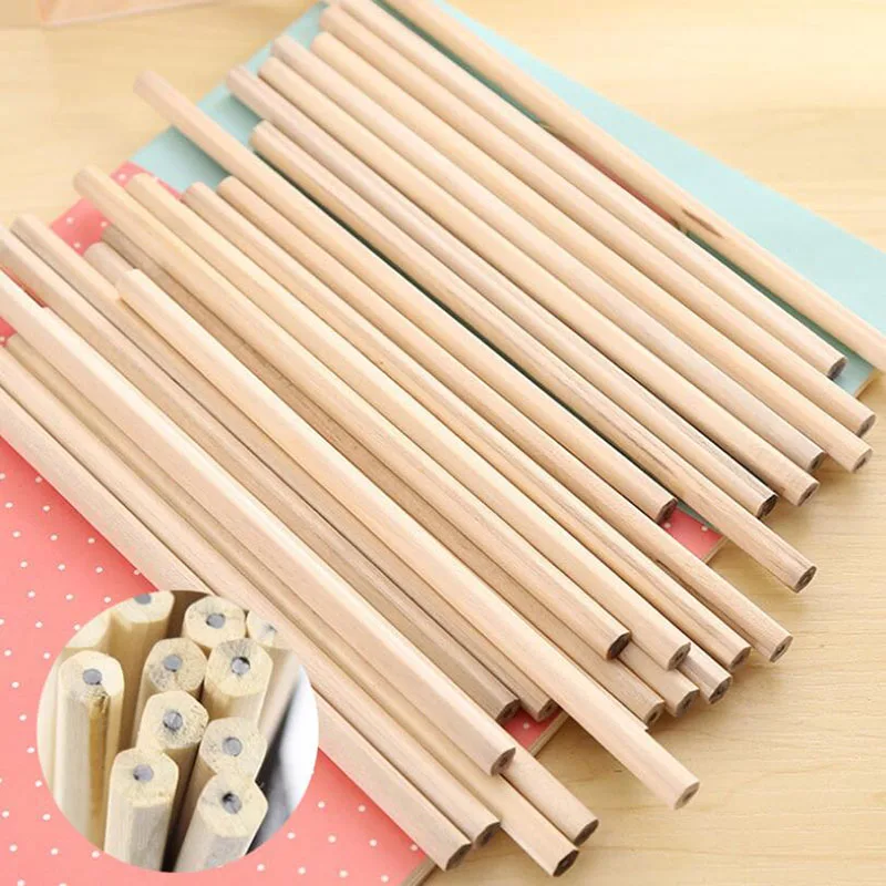 10pcs / Pc Blank Environmental Natural Wood HB Hexagonal Pencil Nontoxic Standard Pencil Stationery Cute Office School Supplies