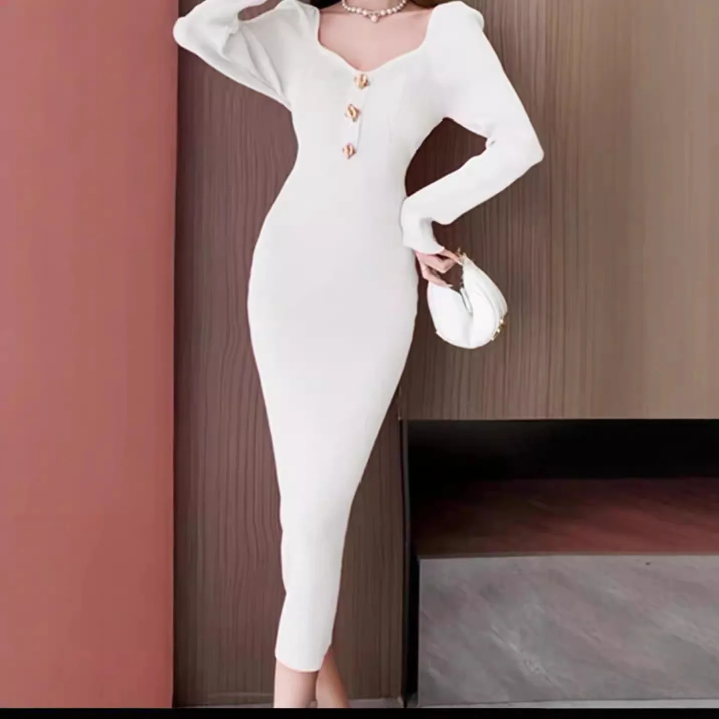 Vestidos femininos vestido mangas outono malhas em camadas smocking casual painéis retalhos cintura elástica grunge minimalista jovem