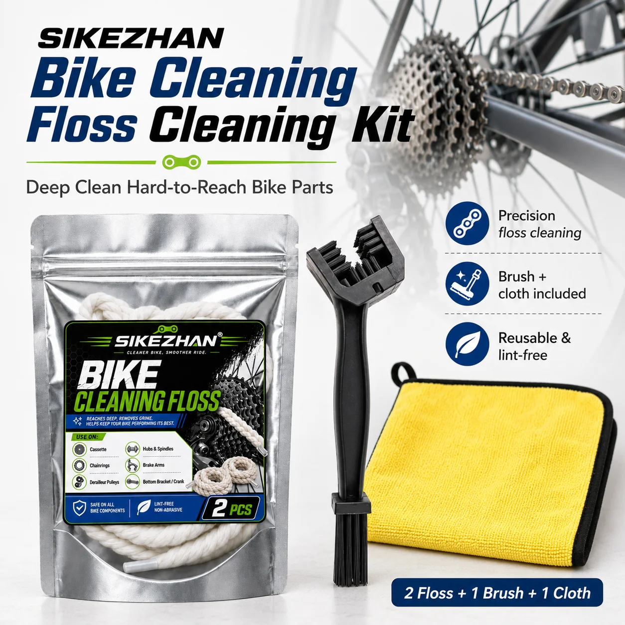Bicycle Cleaning Kit MTB Road Bike Chain Brush Gear Floss Cassette Cleaner Washing Microfiber Towel Drivetrain Maintenance Tools