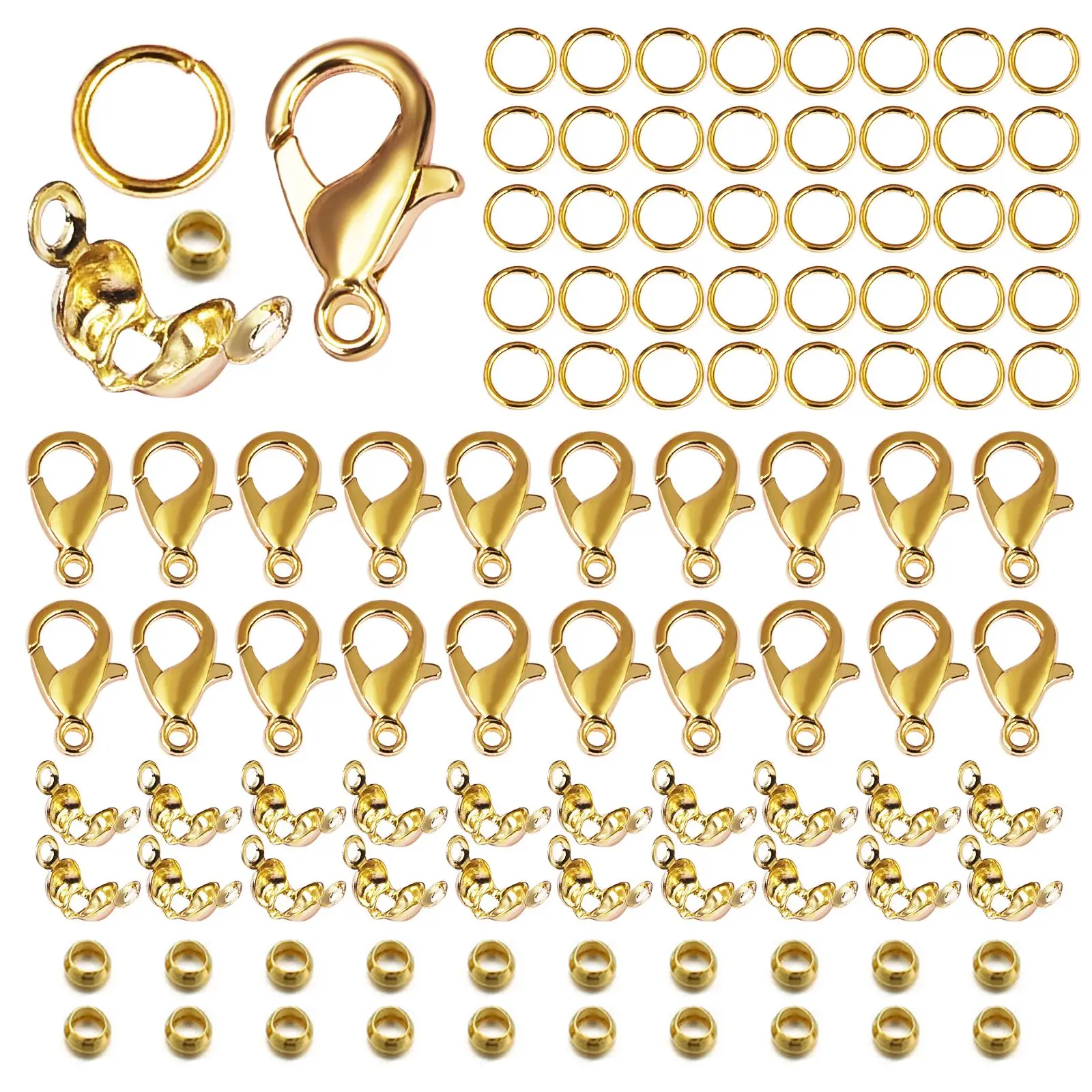 100 Stück Legierung Karabiner verschluss Clip Kit DIY hand gefertigten Schmuck Herstellung Werkzeug Set offene Schleife Verschluss Kette Schwanz Armband Ohrring Haken
