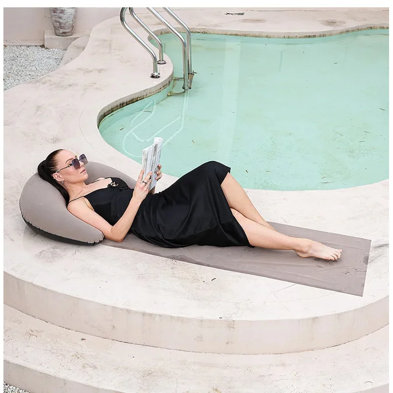 Esterilla de Playa Inflable Plegable para Acampar al Aire Libre, Compacta, Conveniente y Sencilla, Adecuada para Fiestas en la Playa