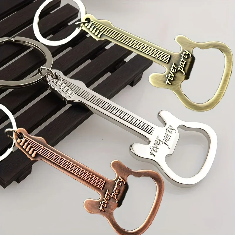 Exquisite Guitar Metal music guitar opener key chain pendant Creative practical small gift key ring