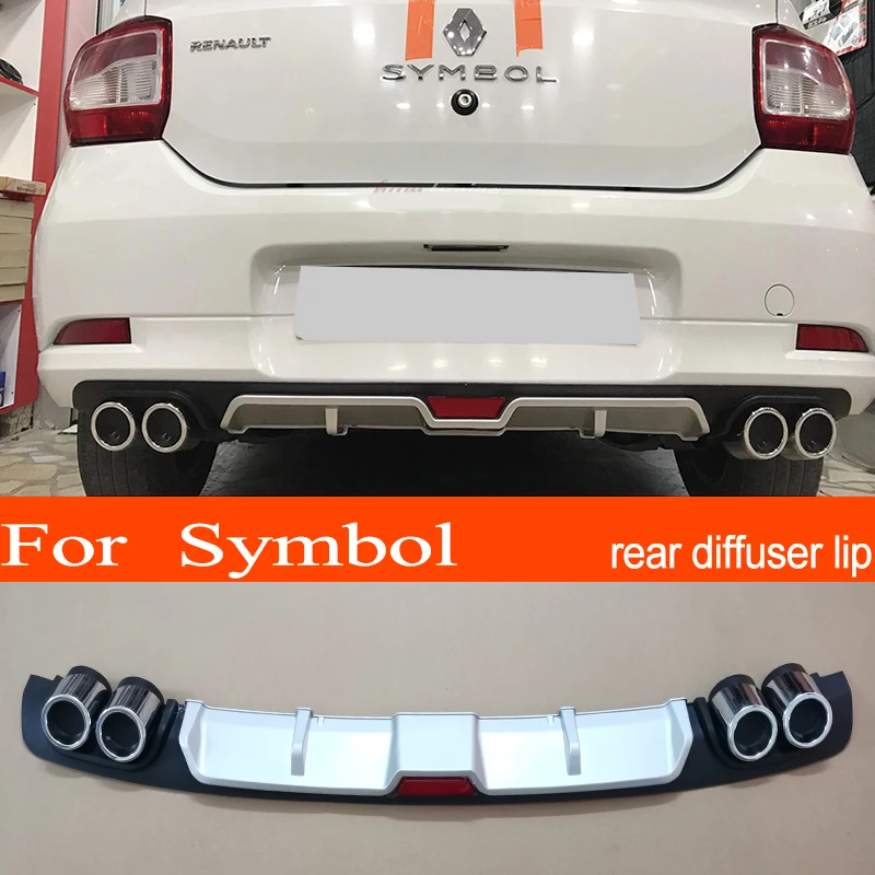 Renault Symbol ABS Plastic Silver / Black Car Rear Bumper Rear Diffuser Spoiler Lip for Renault Symbol