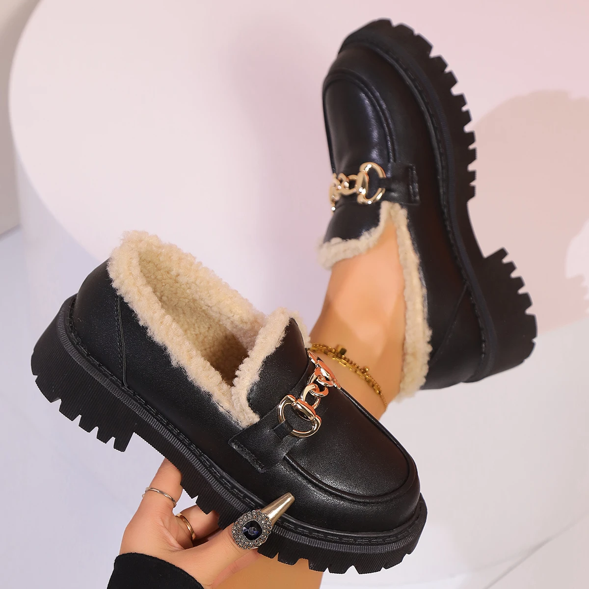 

Women Sneakers Office Shallow Platform Snow Boots New Trend Plush Warm Women Shoes Winter Casual Cozy Walking Sneakers Women