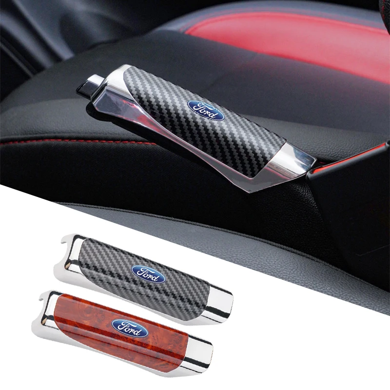 Car Hand Brake Cover Handbrake Grip Protection Cover Carbon Fiber For Ford Fiesta C-Max Kuga Ranger Raptor KA Fusion ST Transit