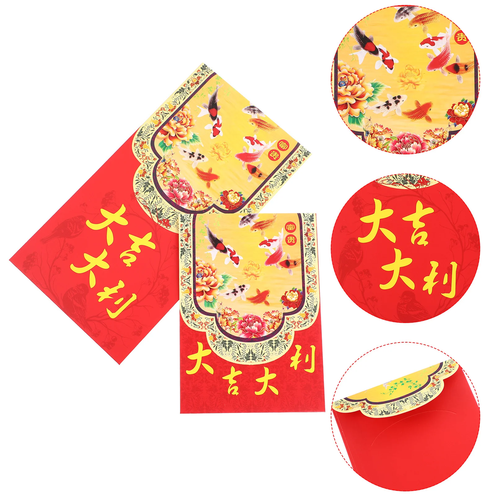 

40Pcs Chinese Style New Year Red Envelopes High Money Bags Auspicious Spring Festival Blessing Packets