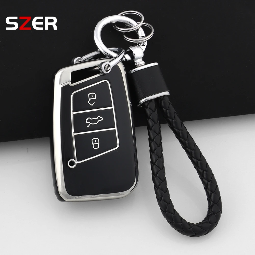 حافظة مفاتيح السيارة عن بعد من البولي يوريثان لسيارة فولكس فاجن ماجوتان باسات B8 لسكودا سوبيرب A7 ملحقات سلسلة مفاتيح فوب المحمية