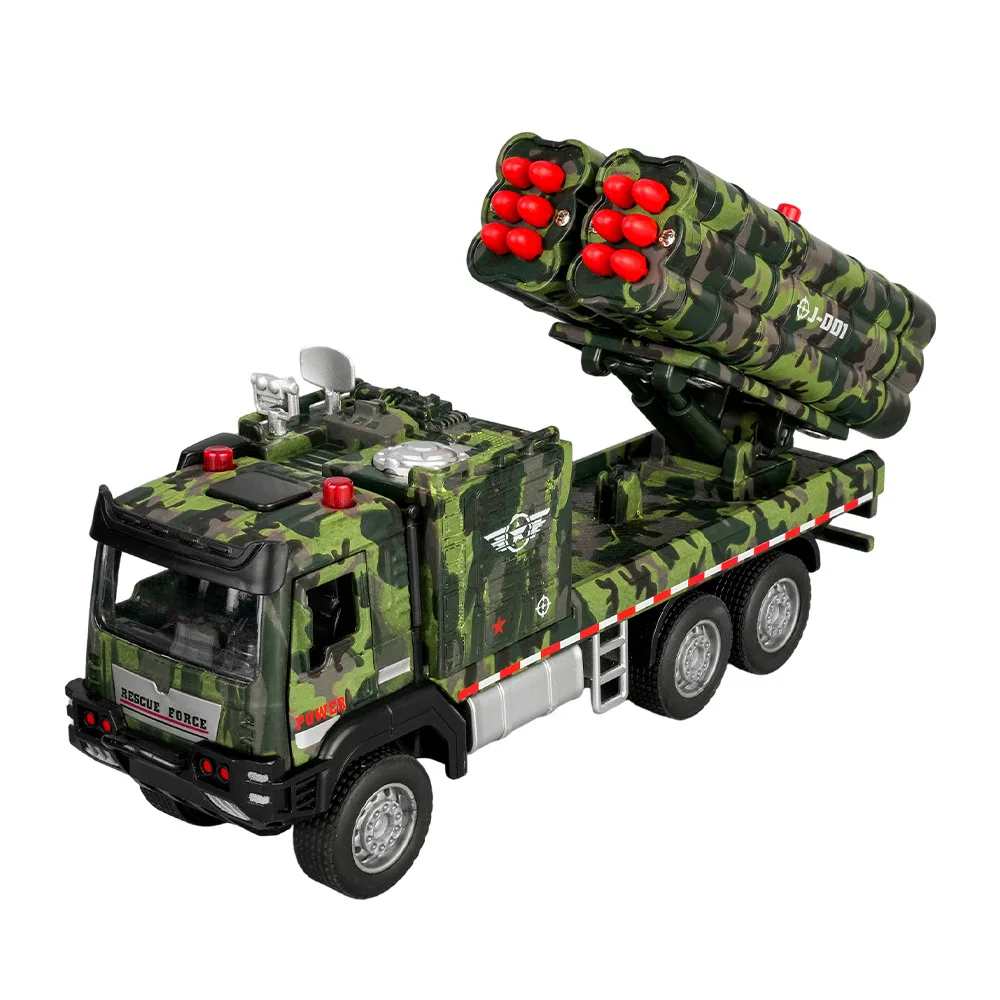 

1:32 High Simulation Missile Rocket Launcher Military Sound Light Pull Back Alloy Model Ornament Toys for Gifts