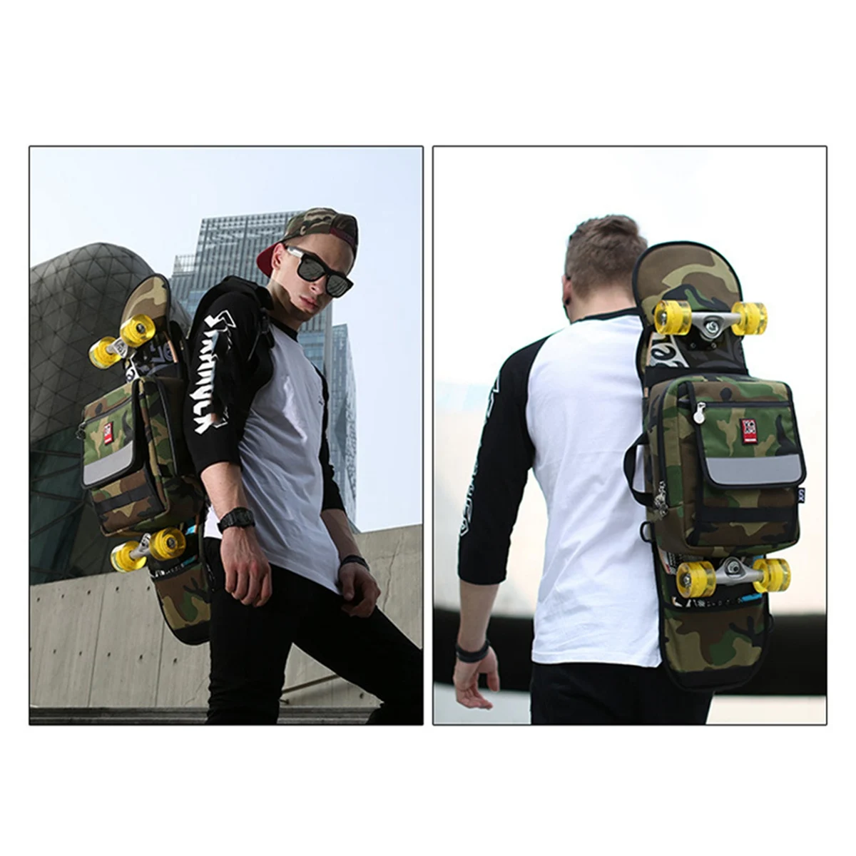 

MACKAR POPULAR SIMPLE Camouflage Oxford Skateboard Bag Skate Board Skateboard Backpack Longboard Handbag Skate Bags jasmine