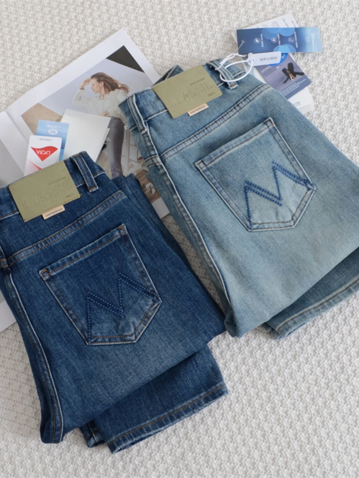 

Slim Straight Jeans Women's High Waist Large Size Pear Shape Body Nine Point Smoke Tube Pants Summer Fashion plus Size Denim