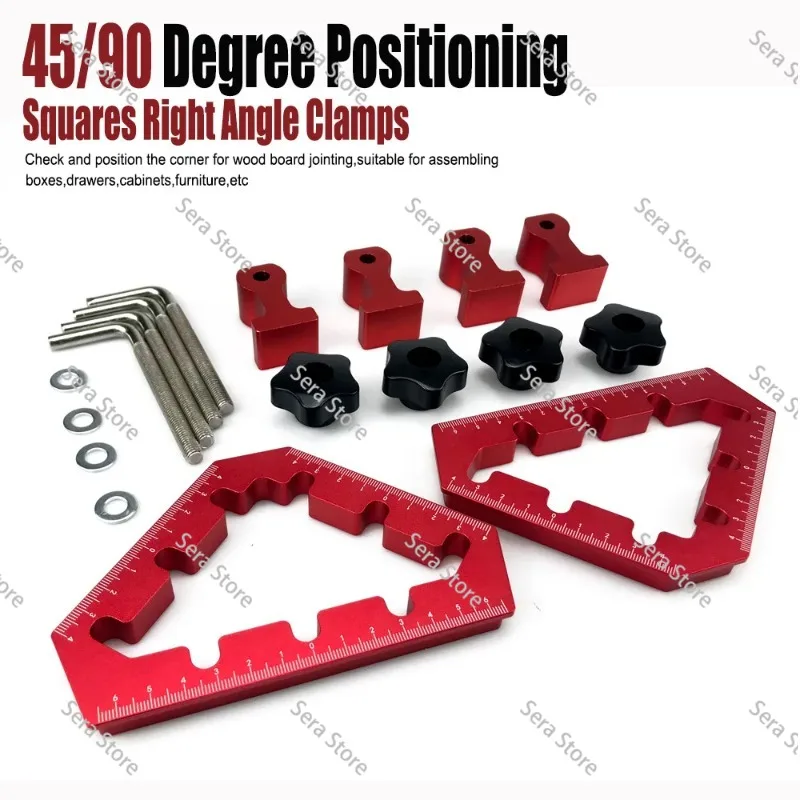 Woodworking right angle ruler, 90° positioning block, 2-piece set of carpentry triangular fixing clamps