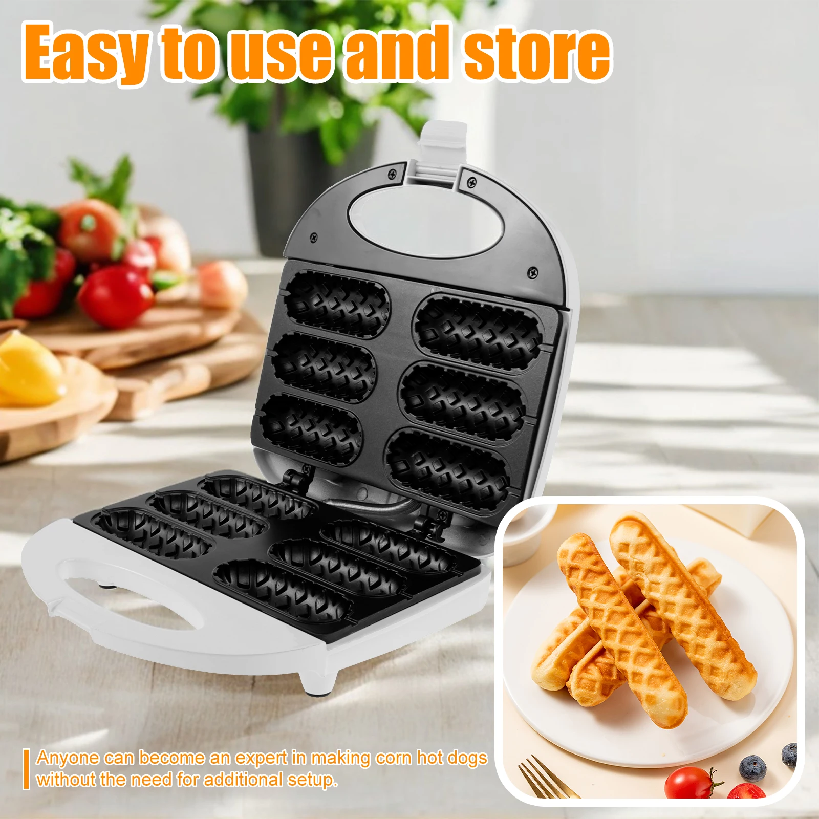 Grill Sausage Machine 750W Roast Hot Dog Maker Automatic Temperature Control Waffle Maker Breakfast Cake Bake Sausage Machine