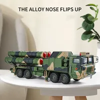 1:40 HQ-9 Anti-aircraft Missiles T99A  Alloy Model Car Toys Diecast Military Vehice Doors Opened Rubber Tire Children's Toy Gift
