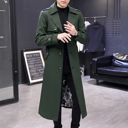 X-long Blackish Green Steampunk Style Clothing Slim Fit Trench Coat Man Classic Retro British Style Overcoats Mens Long Jackets