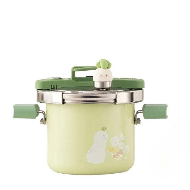 2.5L Green Enamel Glaze Wear-resistant Pressure Cooker  Mineral Ceramic Cast Steel 120KPa Safety Protection